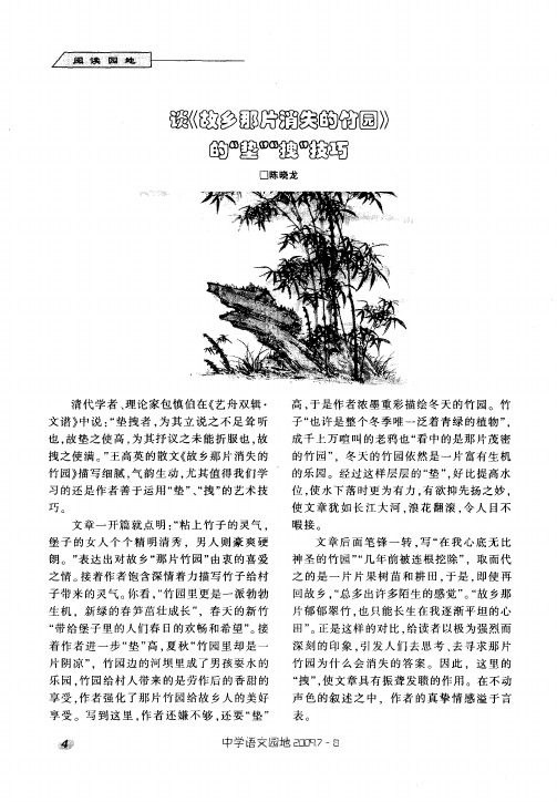 谈《故乡那片消失的竹园》的“垫”“拽”技巧