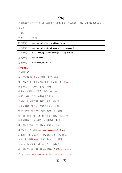 2019小升初英语：介词专项复习语文