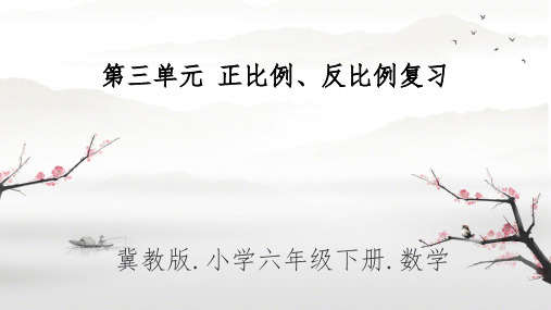 六年级下册数学冀教版第三单元正比例、反比例复习课件)(19张ppt)