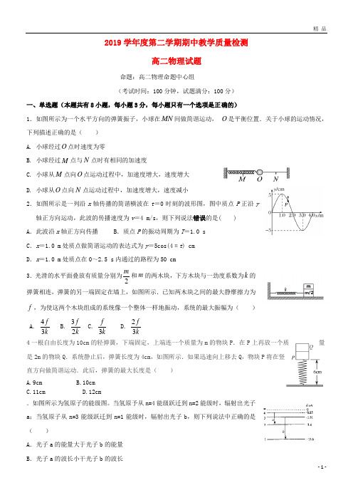 2019学年高二物理下学期期中试题 理(新版)新人教版