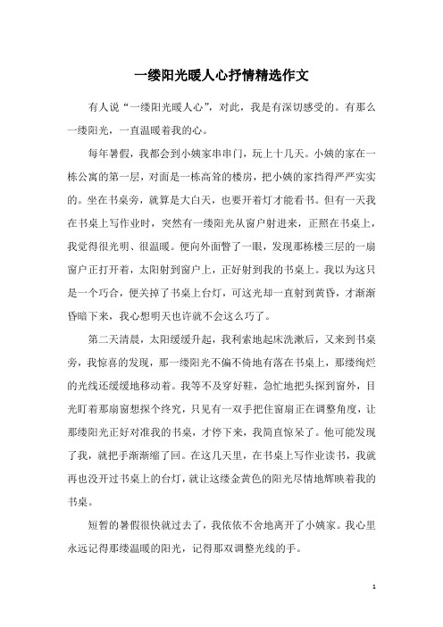 一缕阳光暖人心抒情精选作文