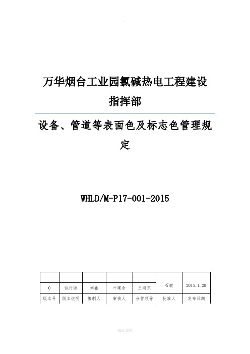 设备、管道等表面色及标志色管理规定