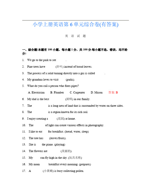 小学上册第6次英语第6单元综合卷(有答案)