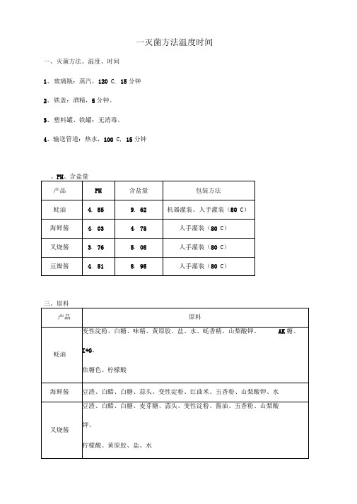 一灭菌方法温度时间