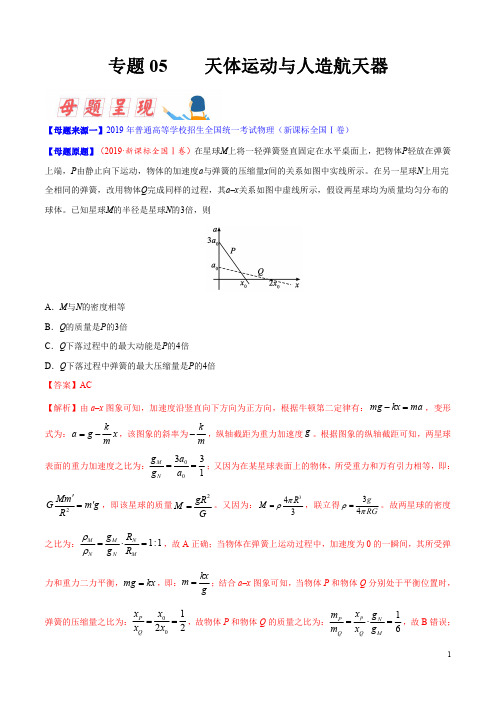 专题05 天体运动与人造航天器-2019年高考物理母题题源系列(解析版)