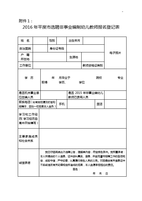 2015年度平度市公开招聘非事业编制幼稚教师简章