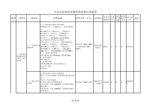 政府定价的经营服务性收费目录清单(2020版)