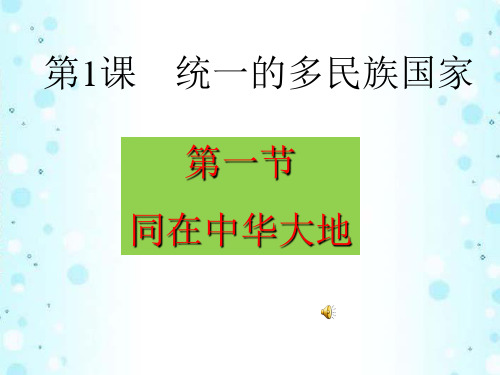 鲁人版九年级上学期道德与法治：1.1同在中华大地 公开课课件(共14页)