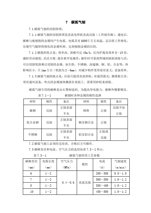 碳弧气刨工艺