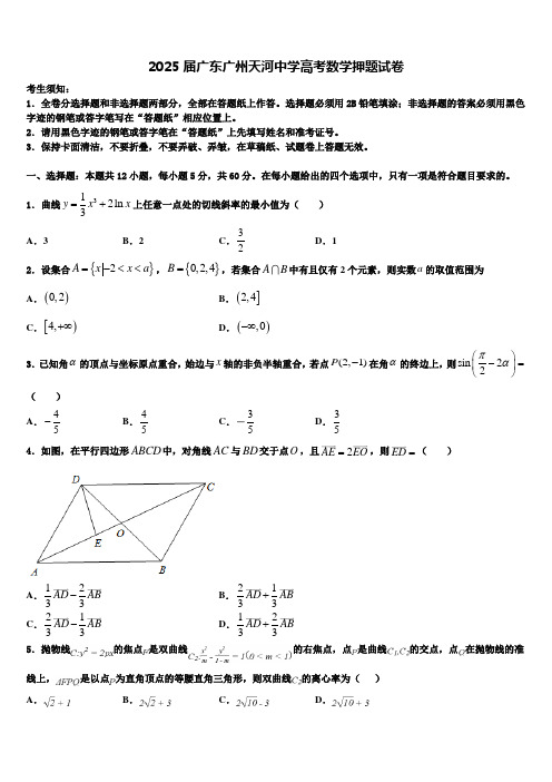 2025届广东广州天河中学高考数学押题试卷含解析