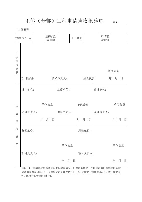 单位(分部)工程申请验收报验单doc