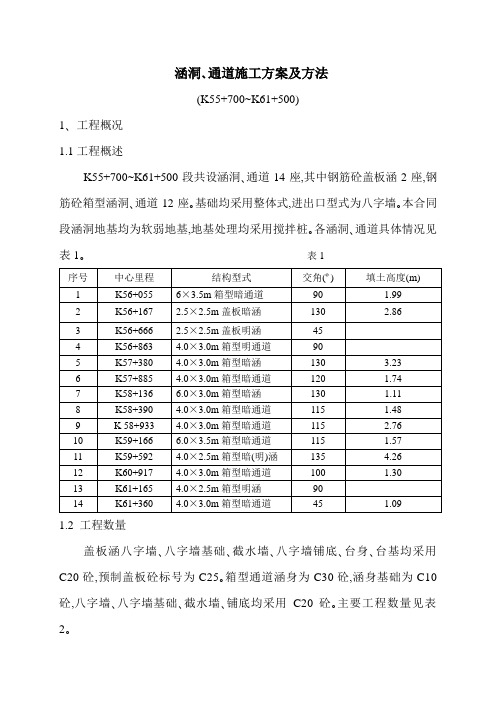 涵洞、通道施工方案及方法