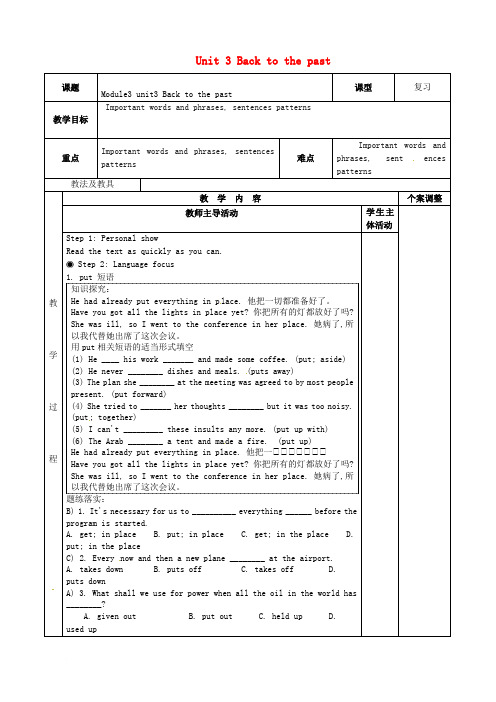 江苏省新沂市第二中学高三英语 专题复习 Unit 3 Back to the past(第4课时)教案 牛津译林版必修3