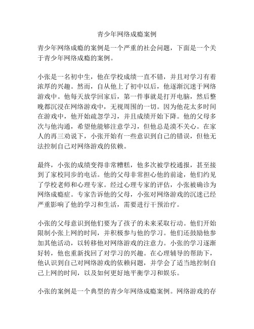 青少年网络成瘾案例