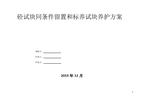 砼试块同条件留置及标养养护施工方案(中交修改版)