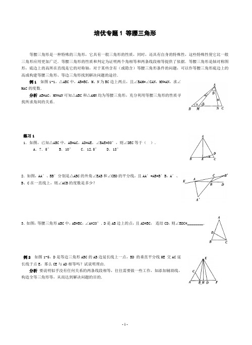 培优专题1等腰三角形