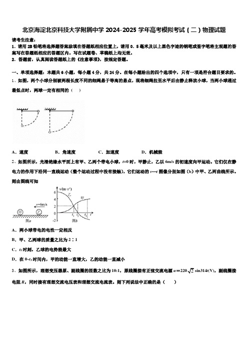 北京海淀北京科技大学附属中学2024-2025学年高考模拟考试(二)物理试题含解析