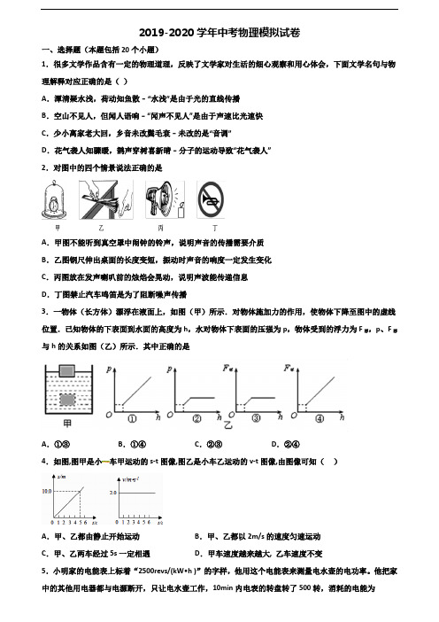 浙江省舟山市2020年中考物理质量跟踪监视试题