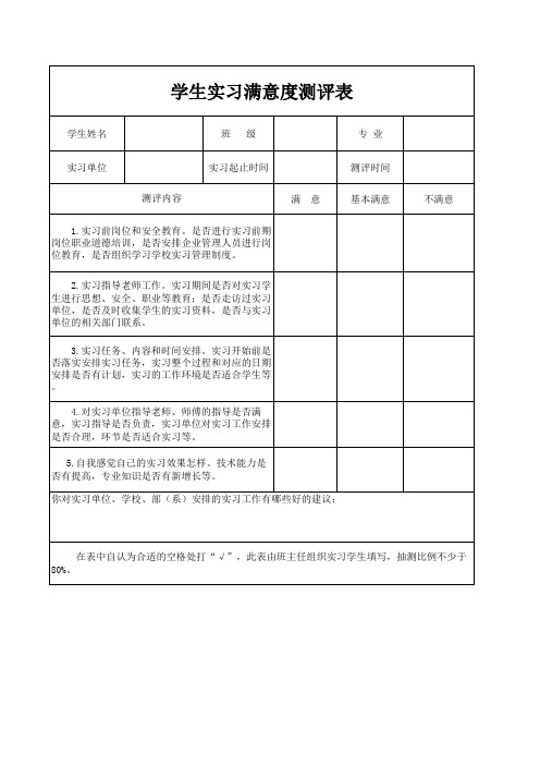 学生实习满意度测评表