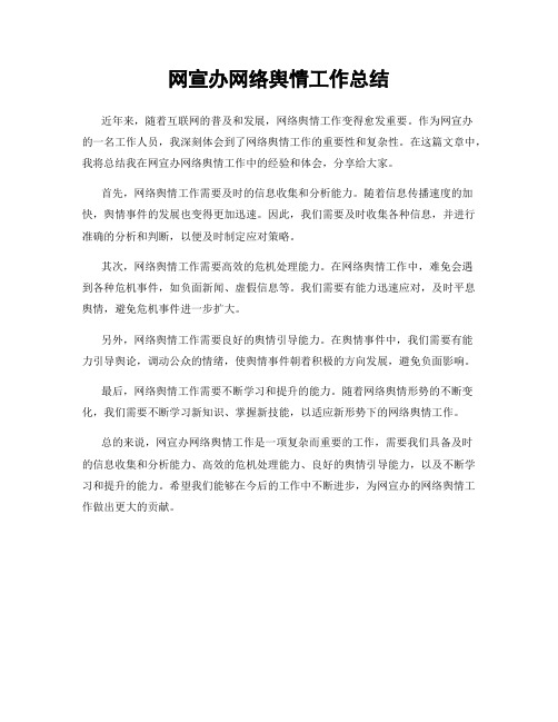 网宣办网络舆情工作总结