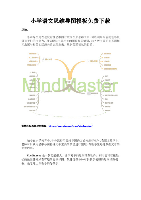 小学语文思维导图模板免费下载