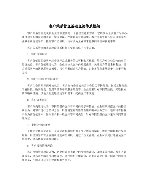 客户关系管理基础理论体系框架