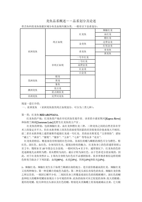 龙鱼品系概述