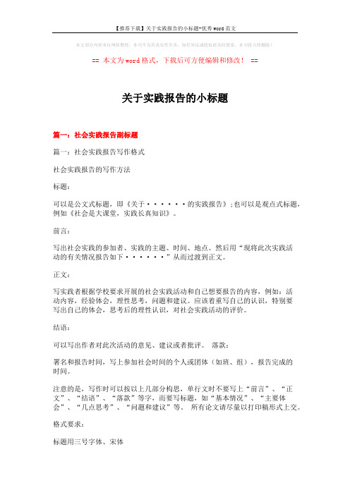 【推荐下载】关于实践报告的小标题-优秀word范文 (17页)