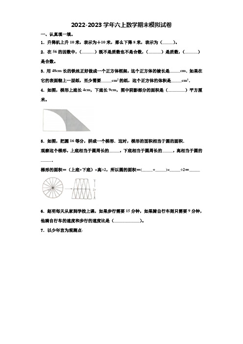 2022-2023学年黑龙江省七台河市桃山区数学六年级第一学期期末学业水平测试试题含解析