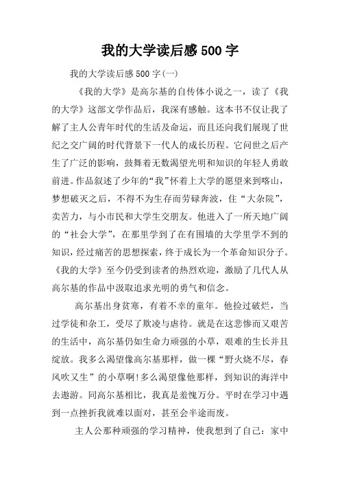 我的大学读后感500字