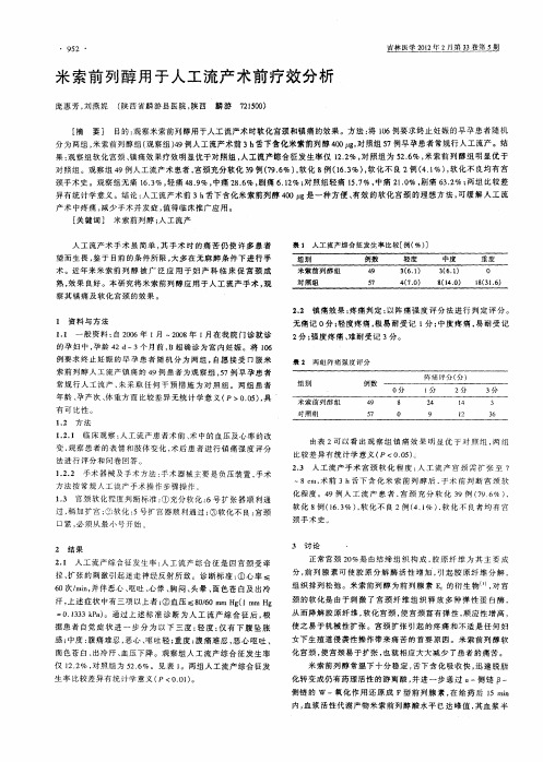 米索前列醇用于人工流产术前疗效分析