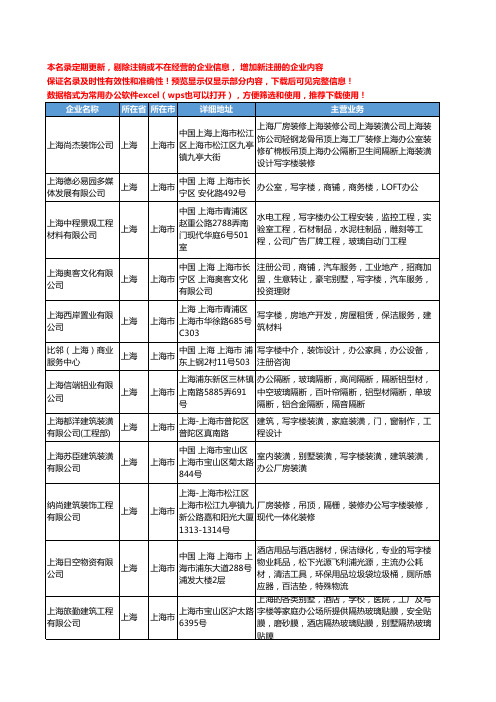 新版上海市办公写字楼工商企业公司商家名录名单联系方式大全23家