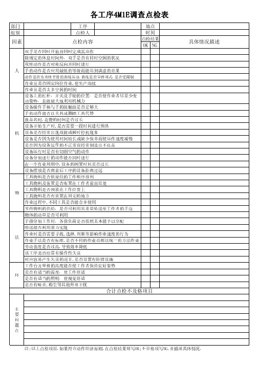 各工序4M1E调查点检表