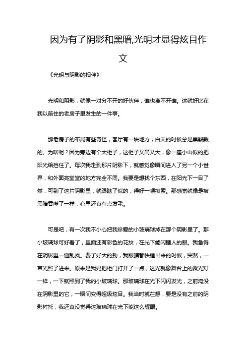 因为有了阴影和黑暗,光明才显得炫目作文