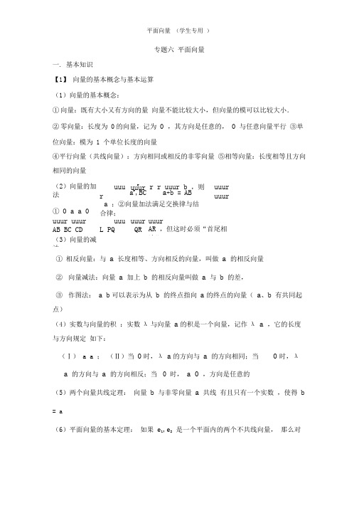 (完整版)高中数学平面向量讲义