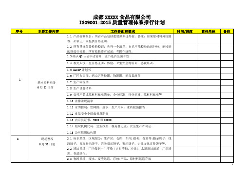 ISO9001：2015推行计划