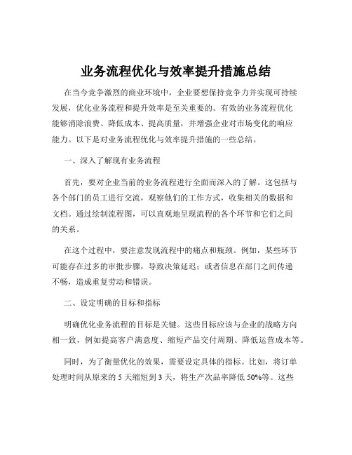 业务流程优化与效率提升措施总结