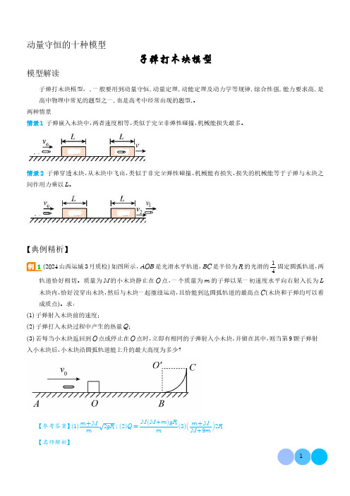 子弹打木块模型(解析版)-动量守恒的十种模型