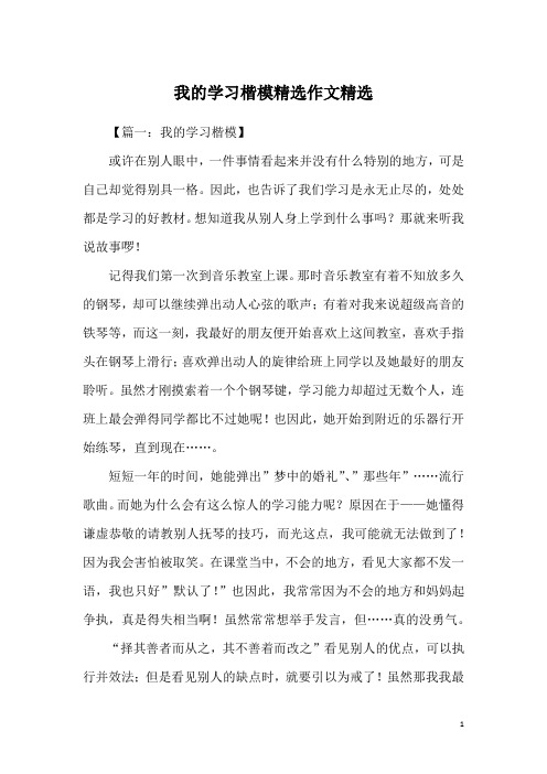 我的学习楷模精选作文精选