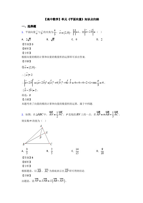 高考数学压轴专题2020-2021备战高考《平面向量》知识点总复习有答案解析