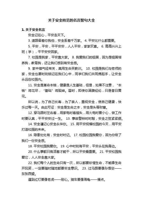 关于安全防范的名言警句大全