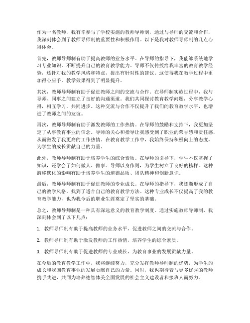 教师导师制心得体会范文