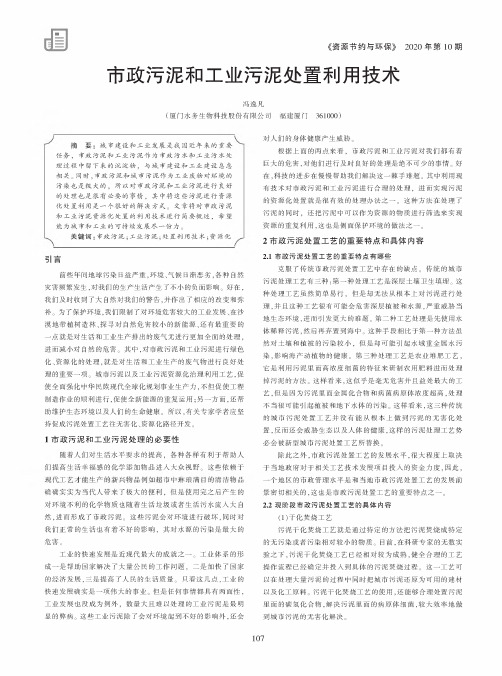 市政污泥和工业污泥处置利用技术