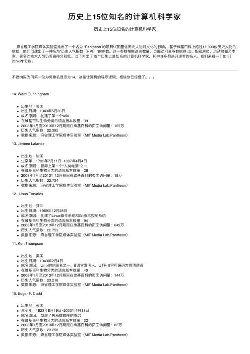 历史上15位知名的计算机科学家