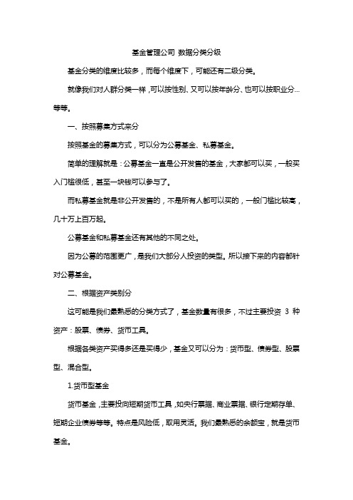 基金管理公司 数据分类分级