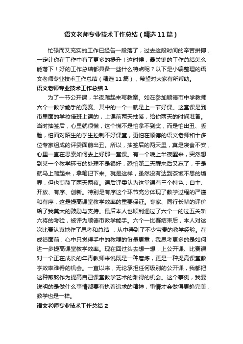 语文老师专业技术工作总结（精选11篇）