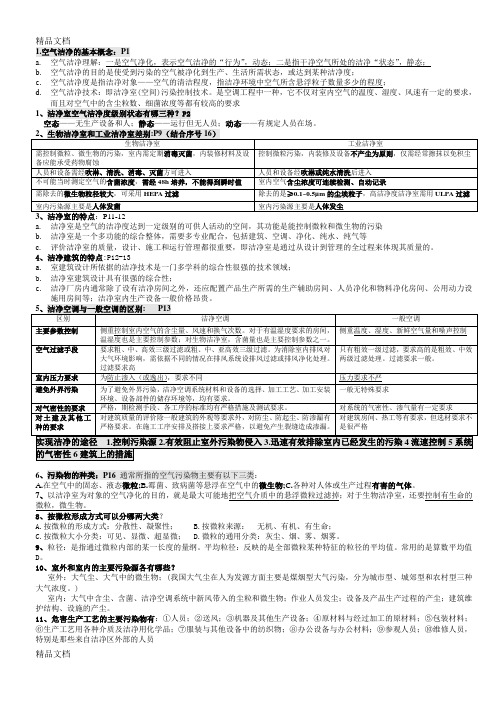 空气洁净技术期末考试笔记整理资料讲解