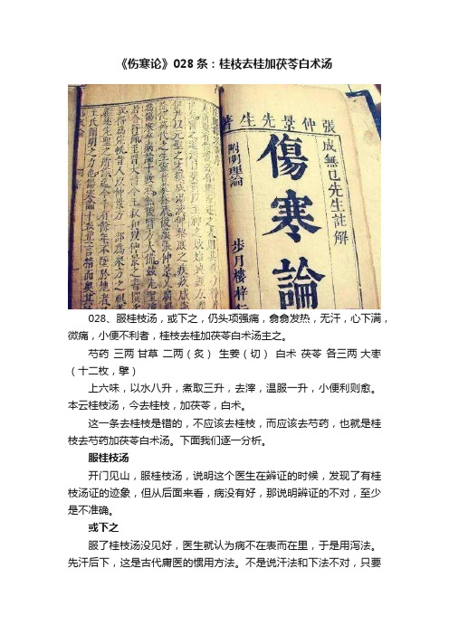 《伤寒论》028条：桂枝去桂加茯苓白术汤