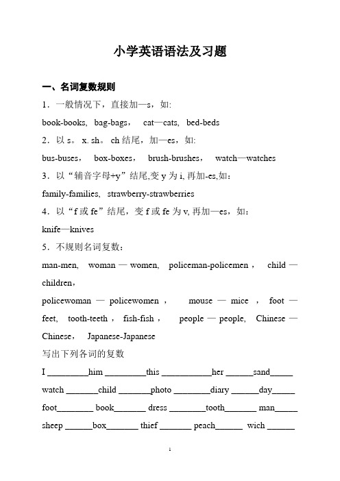 外研版新课标三起点小学英语语法及习题