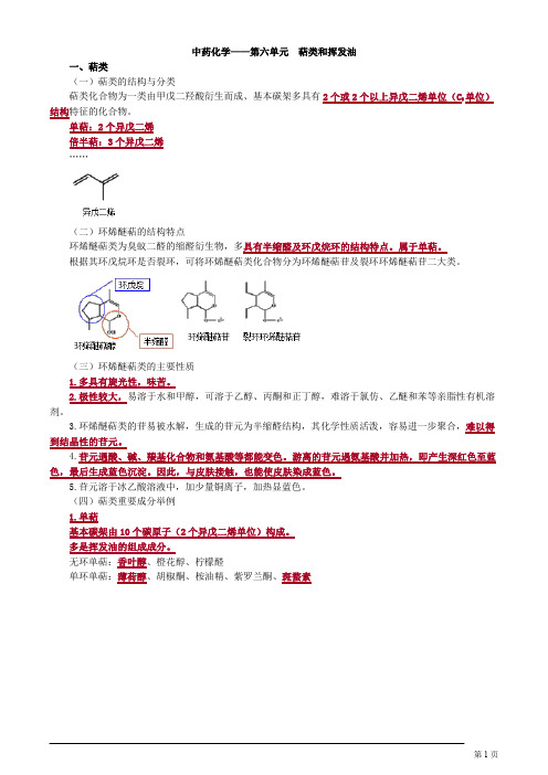 主管中药师 基础知识 中药化学第六单元 萜类和挥发油